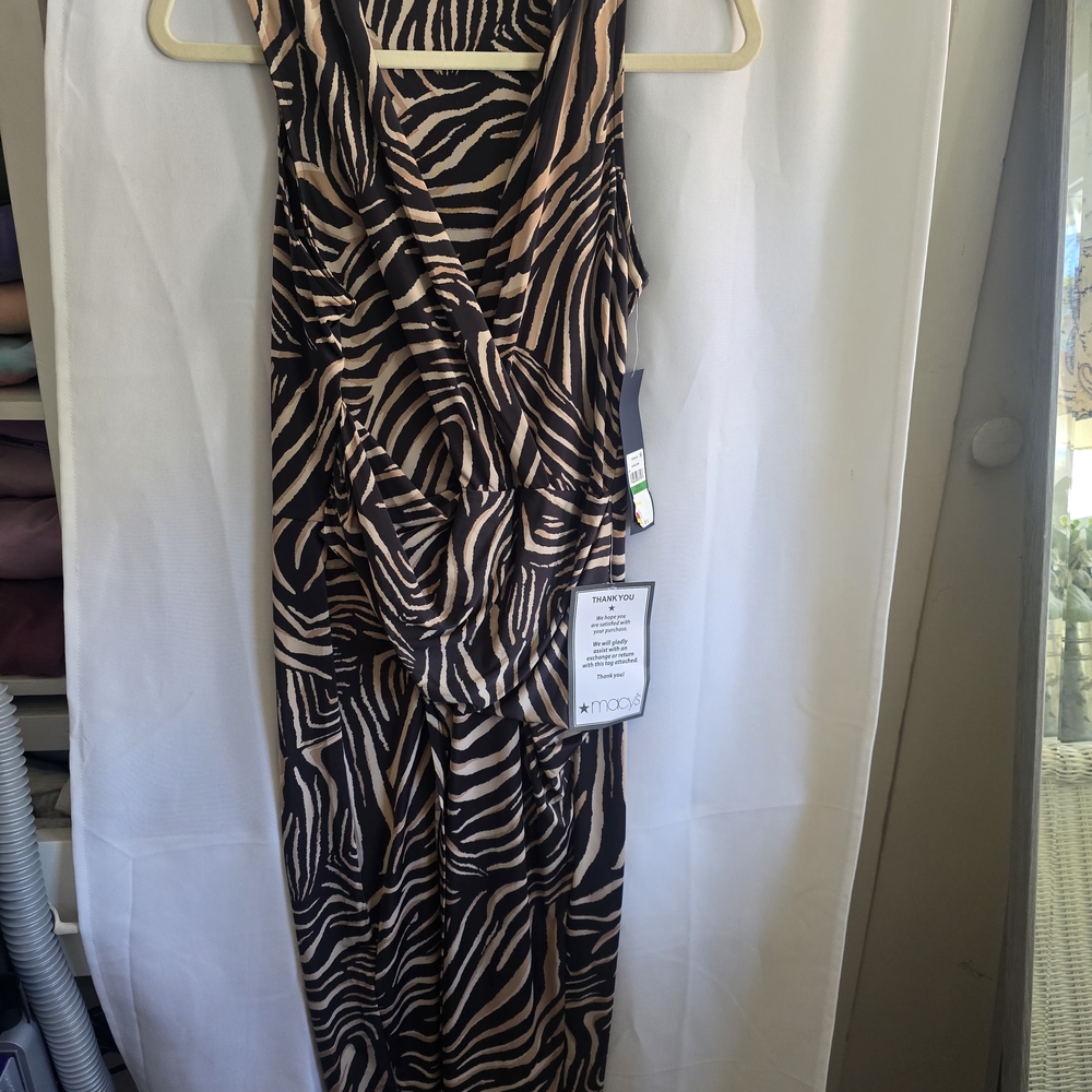RACHEL Rachel Roy Black and Cream Zebra Print Dress